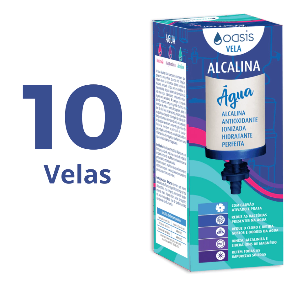 Caixa com 10 unid. - Vela Alcalina com Magnésio - Oasis