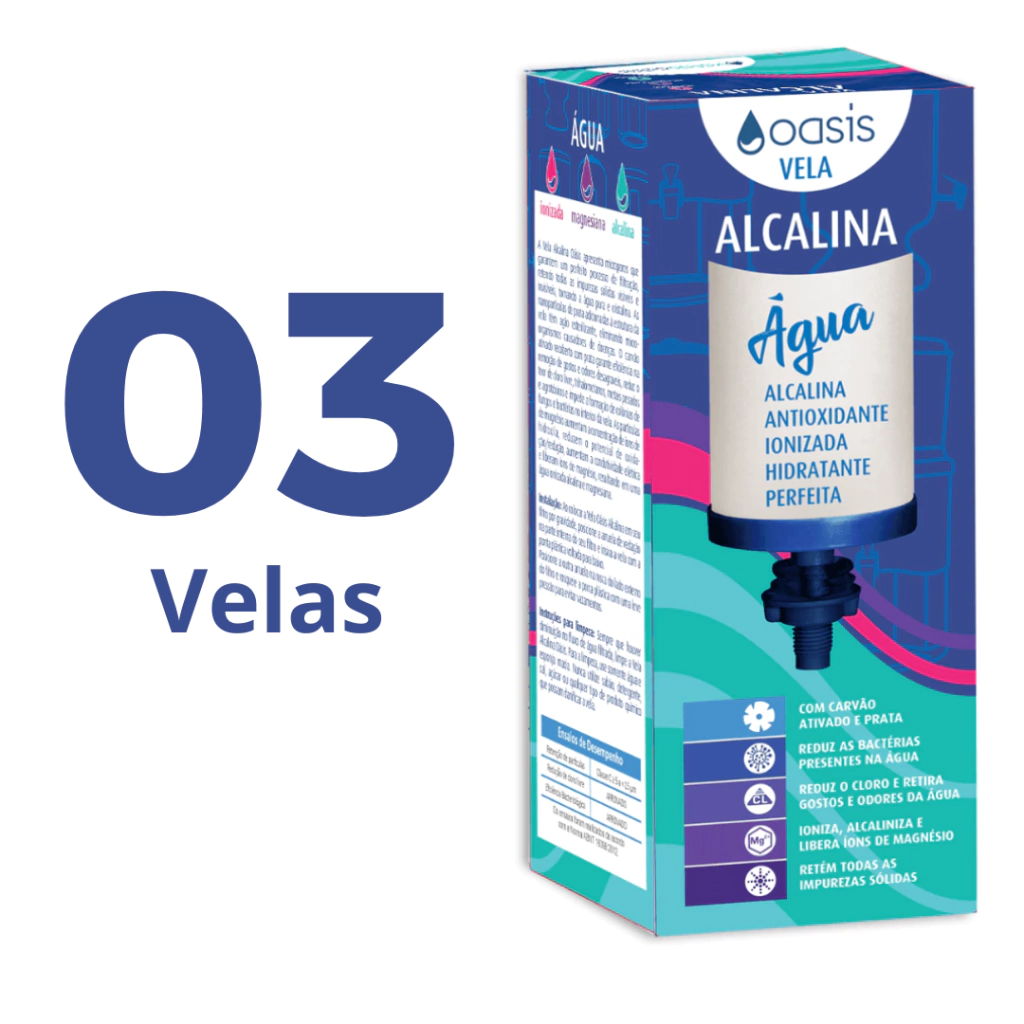 Caixa com 3 unid. - Vela Alcalina com Magnésio - Oasis