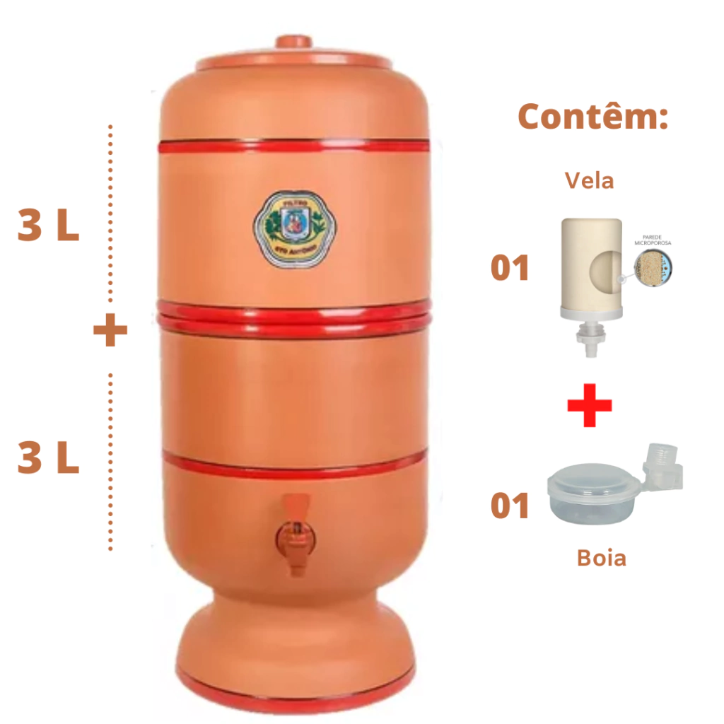 Filtro de Barro Santo Antônio - 3 litros - 1 vela