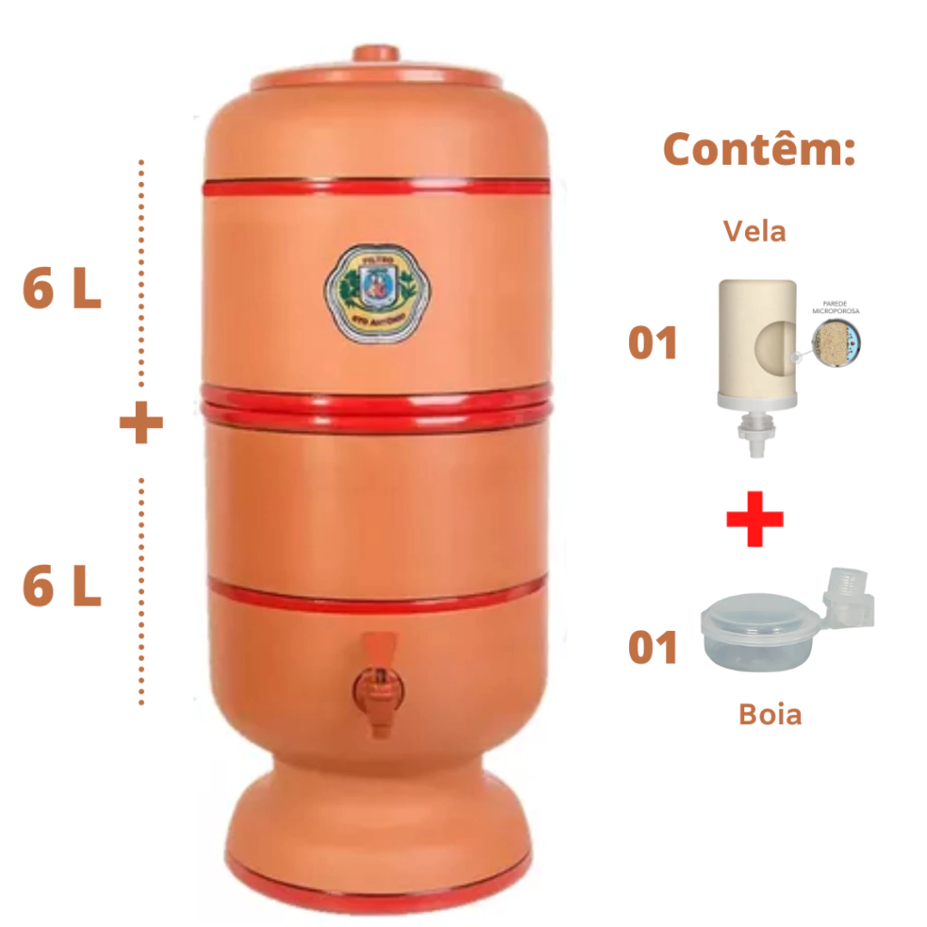 Filtro de Barro Santo Antônio - 6 litros - 1 vela