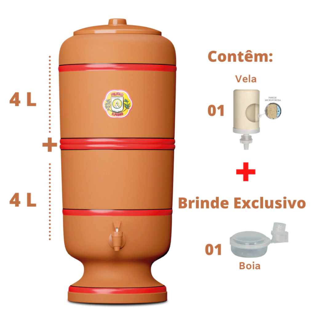 Filtro de Barro São Pedro - 4 litros - 1 vela