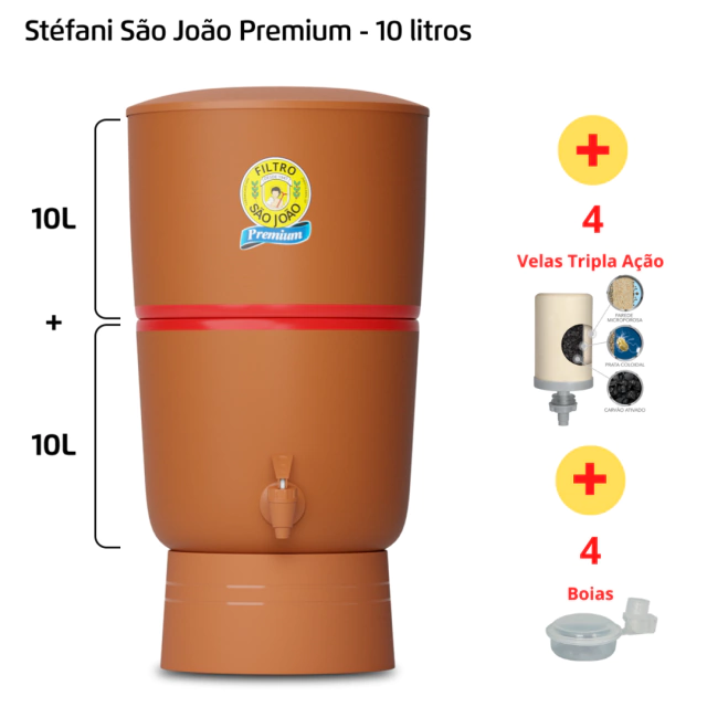 Filtro Premium - 10 litros - 4 velas + 4 velas Tripla Ação