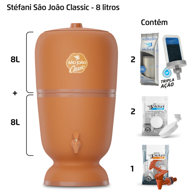 Filtro São João Classic - 8 litros - 2 velas - 2 boias